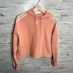 Adidas crop hoodie sweater pink white size xl